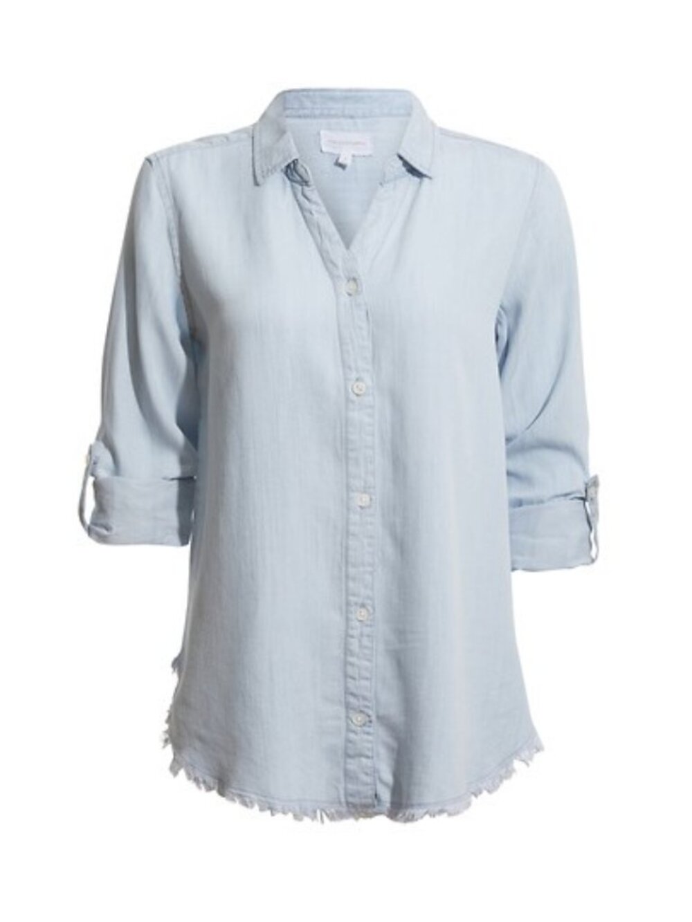THREAD & SUPPLY Women's Frayed Hem Top Size M in Light Blue